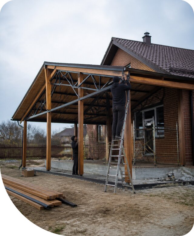 Пристройка навеса к дому и участку в Копейске под ключ